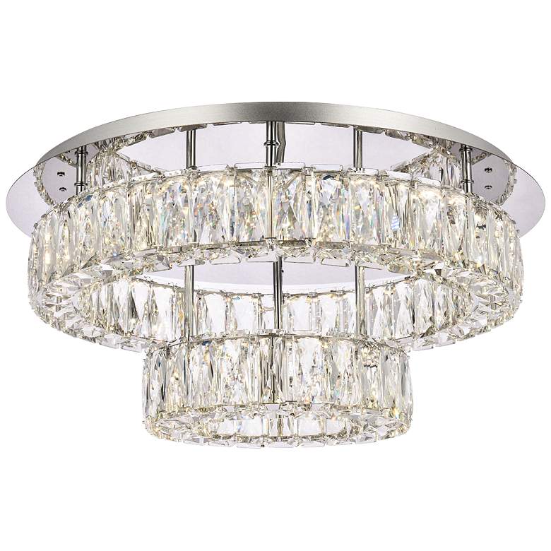 Image 2 Elegant Lighting Monroe 22" Wide Chrome Crystal LED Ceiling Light