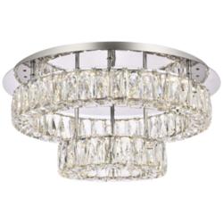 Elegant Lighting Monroe 22" Wide Chrome Crystal LED Ceiling Light