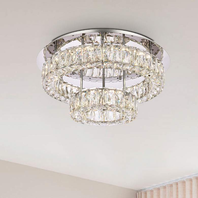 Image 1 Elegant Lighting Monroe 22" Wide Chrome Crystal LED Ceiling Light