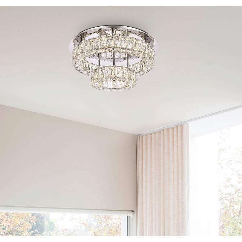 Image 3 Elegant Lighting Monroe 22" Wide Chrome Crystal LED Ceiling Light more views