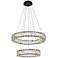 Elegant Lighting Monroe 24" Black Crystal 2-Ring LED Pendant Light