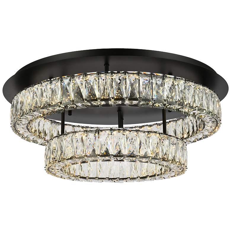Image 3 Elegant Lighting Monroe 26" Black and Clear Crystal LED Ceiling Light
