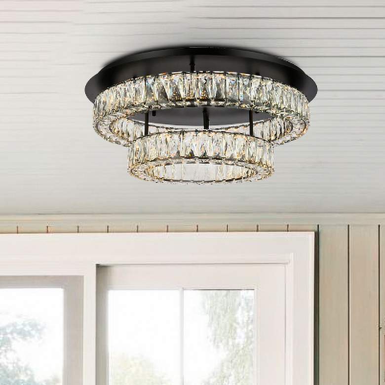 Image 2 Elegant Lighting Monroe 26" Black and Clear Crystal LED Ceiling Light