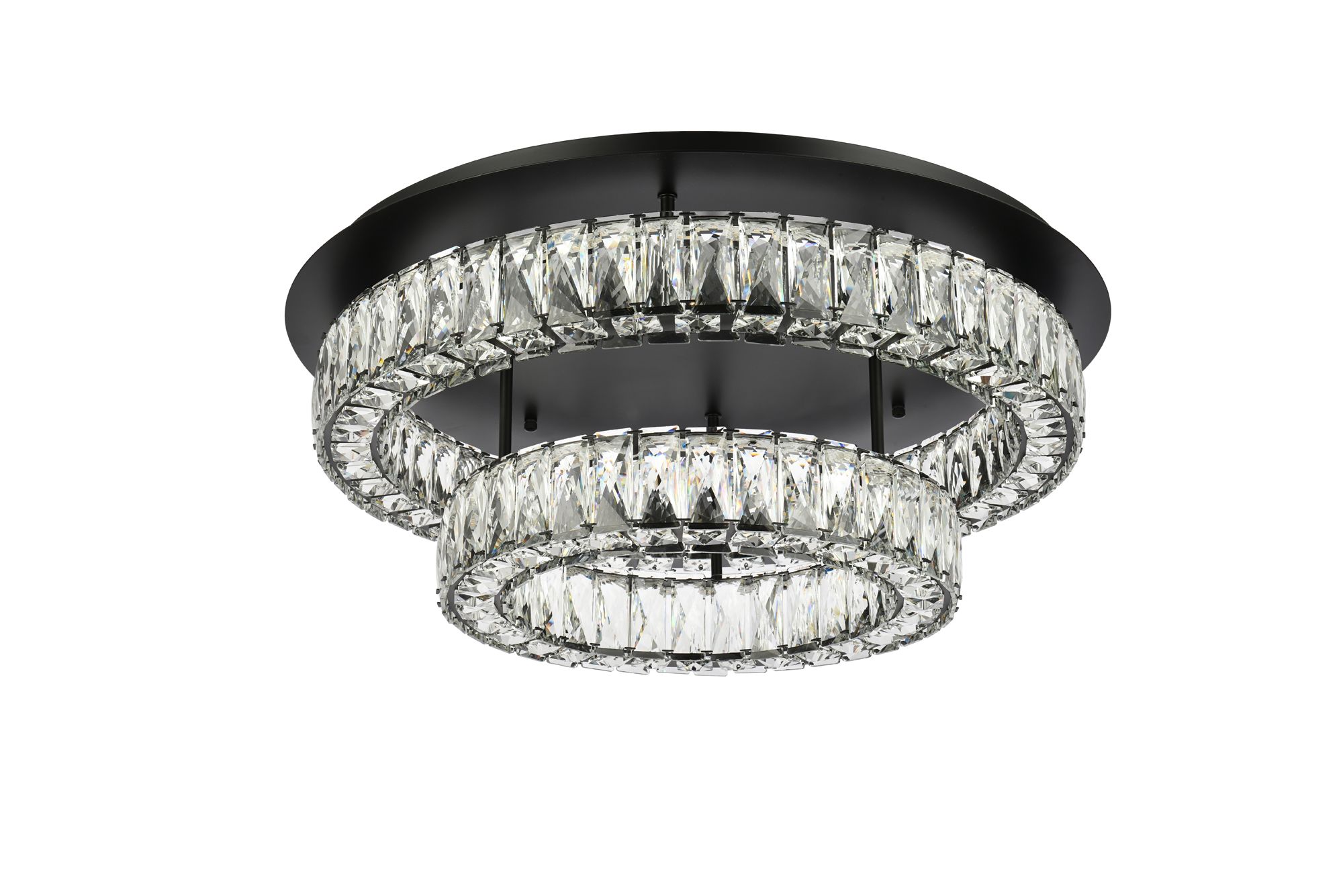 Elegant Lighting Monroe 26" Black and Clear Crystal LED Ceiling Light in scene
