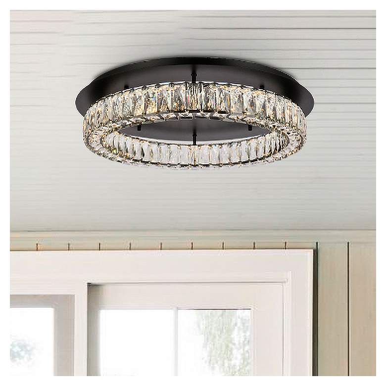 Image 2 Elegant Lighting Monroe 26" Wide Black Crystal LED Ceiling Light