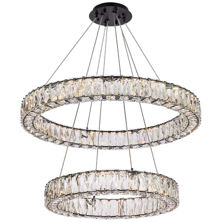 Image 2 Elegant Lighting Monroe 28" Wide LED Crystal Double Ring Chandelier