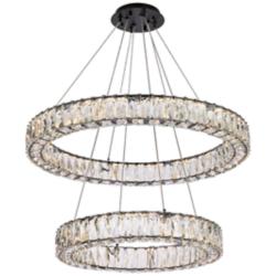 Elegant Lighting Monroe 28" Wide LED Crystal Double Ring Chandelier