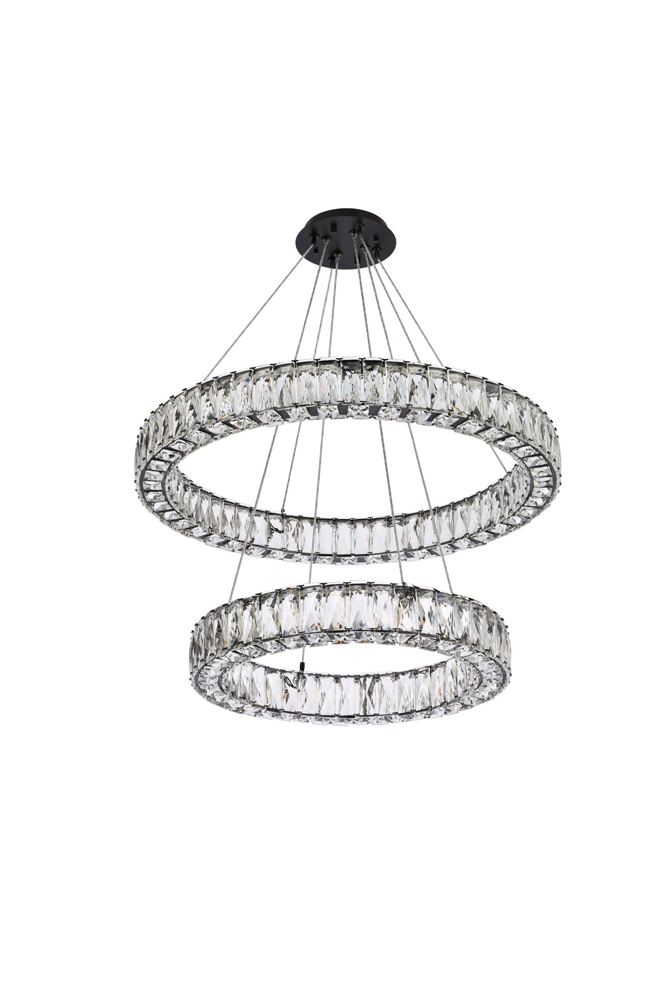 Elegant Lighting Monroe 28" Wide LED Crystal Double Ring Chandelier