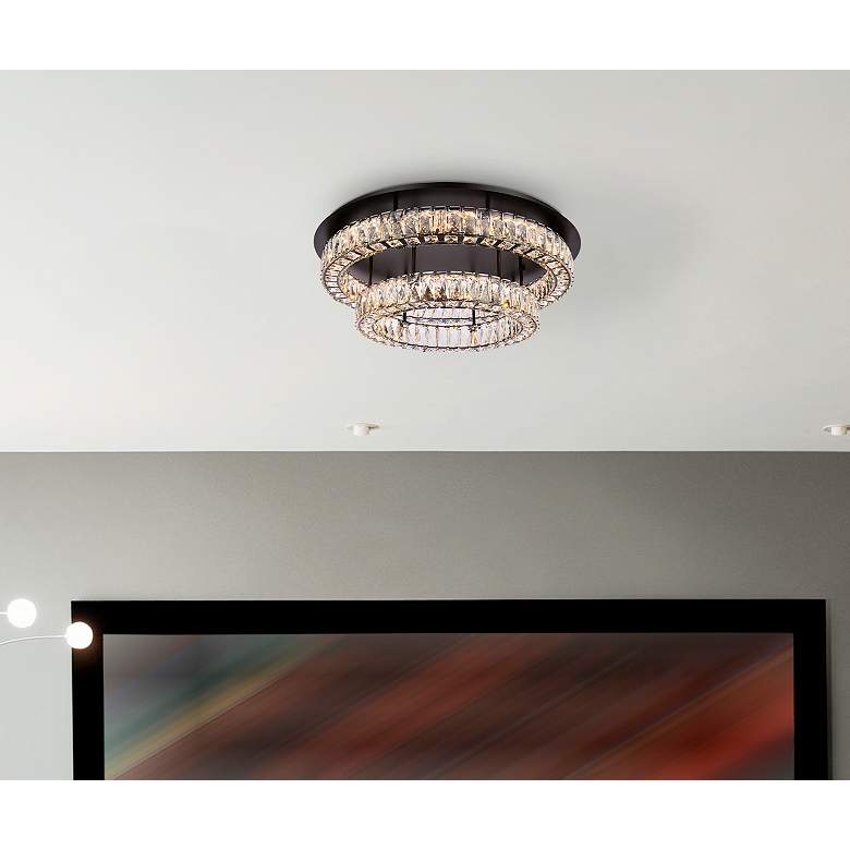 Image 3 Elegant Lighting Monroe 30" Black Crystal LED 2-Tier Ceiling Light more views