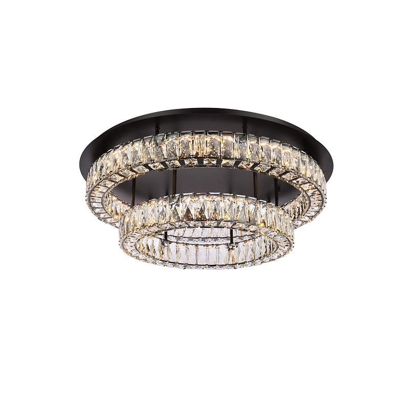 Image 4 Elegant Lighting Monroe 30" Black Crystal LED 2-Tier Ceiling Light more views