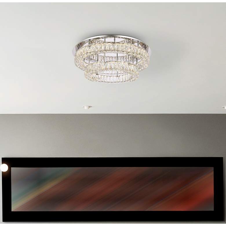 Image 3 Elegant Lighting Monroe 30" Chrome Crystal LED 2-Tier Ceiling Light more views