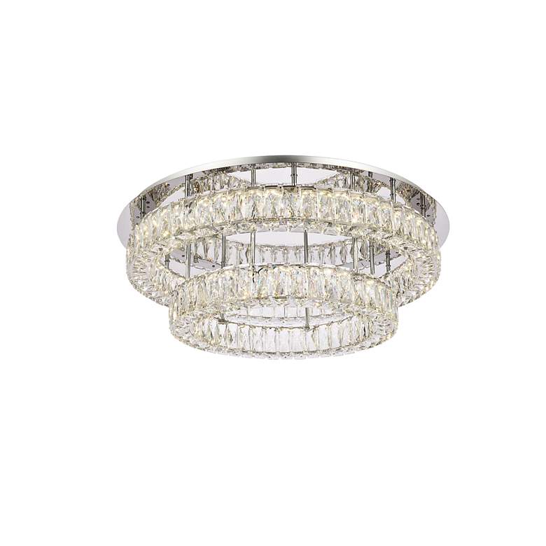 Image 4 Elegant Lighting Monroe 30" Chrome Crystal LED 2-Tier Ceiling Light more views