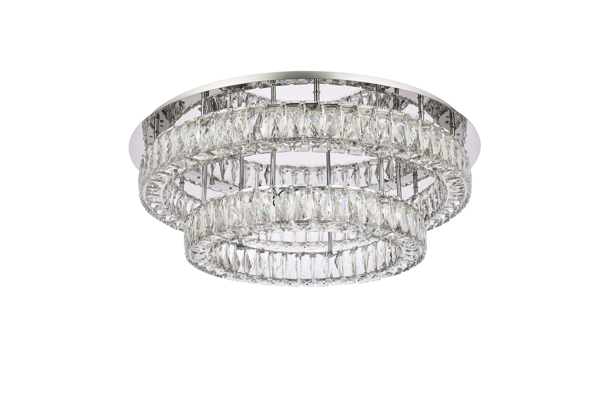 Elegant Lighting Monroe 30" Chrome Crystal LED 2-Tier Ceiling Light