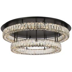 Elegant Lighting Monroe 33" LED Black Finish Double Tier Flush Mount