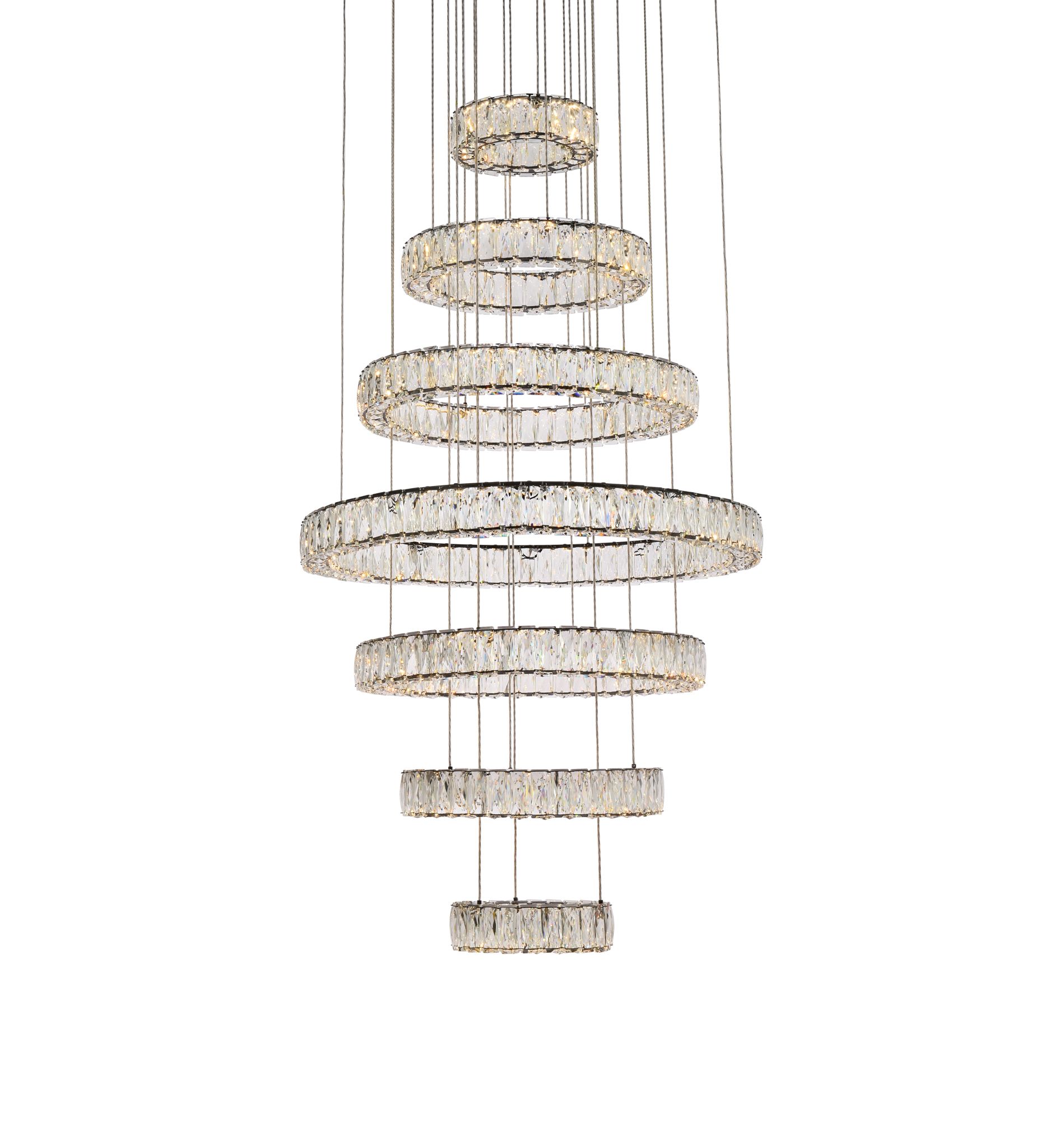 Image 4 Elegant Lighting Monroe 34" Modern LED Crystal Seven Ring Chandelier more views