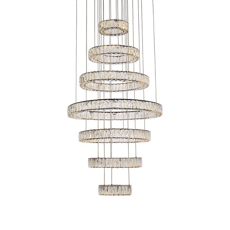 Image 4 Elegant Lighting Monroe 34" Modern LED Crystal Seven Ring Chandelier more views