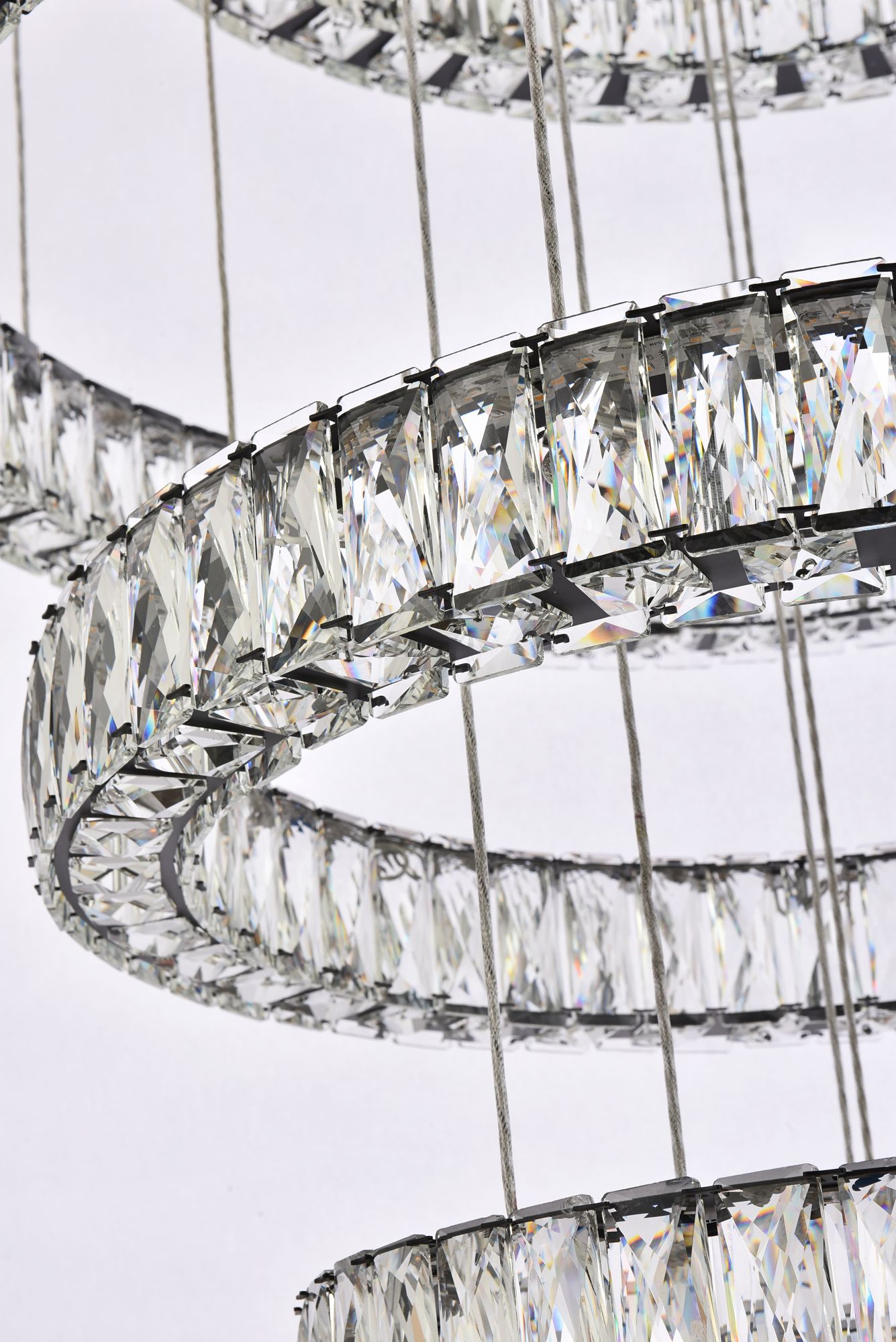Image 7 Elegant Lighting Monroe 34" Modern LED Crystal Seven Ring Chandelier more views
