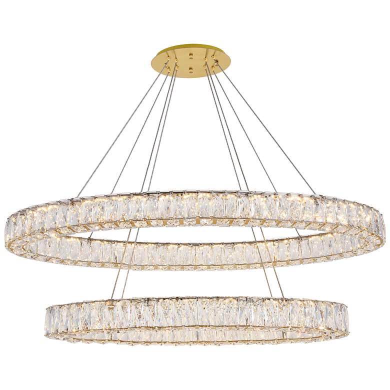 Image 3 Elegant Lighting Monroe 41 inch Gold and Crystal Oval Tiers LED Chandelier more views