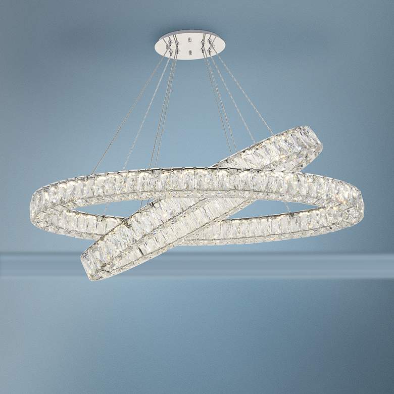 Image 1 Elegant Lighting Monroe 41" Modern Crystal LED Ring Chandelier