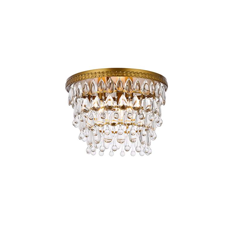 Image 4 Elegant Lighting Nordic 15" Brass Finish 3-Light Crystal Flush Mount more views