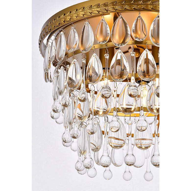 Image 5 Elegant Lighting Nordic 15" Brass Finish 3-Light Crystal Flush Mount more views