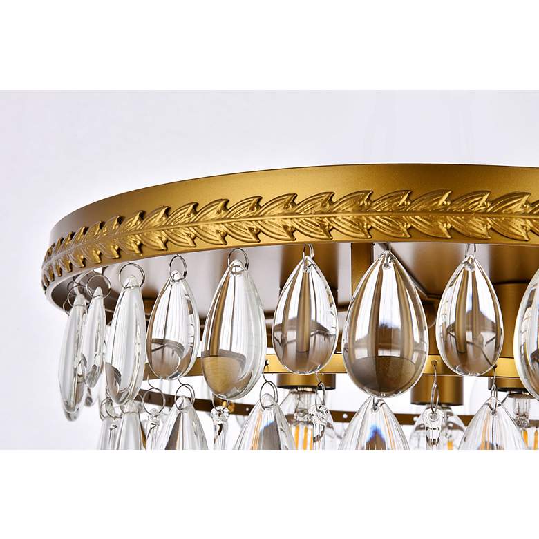 Image 6 Elegant Lighting Nordic 15" Brass Finish 3-Light Crystal Flush Mount more views