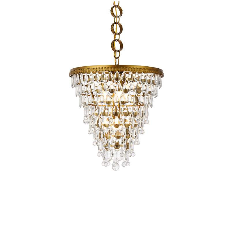 Image 5 Elegant Lighting Nordic 18" Wide Brass and Crystal Cone Pendant more views