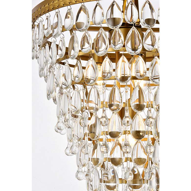 Image 7 Elegant Lighting Nordic 18" Wide Brass and Crystal Cone Pendant more views