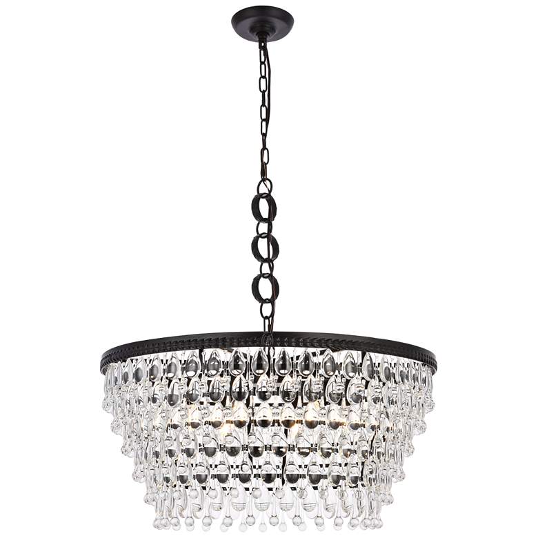 Image 1 Elegant Lighting Nordic 28" Wide 6-Light  Black and Crystal Chandelier