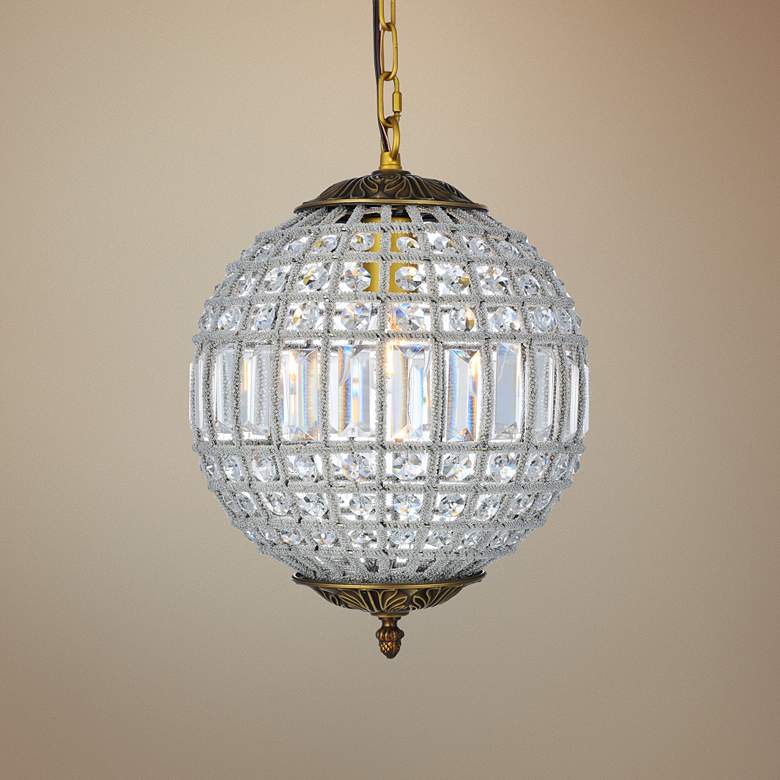 Image 1 Elegant Lighting Olivia 12 1/4 inch Wide French Gold Crystal Pendant Light