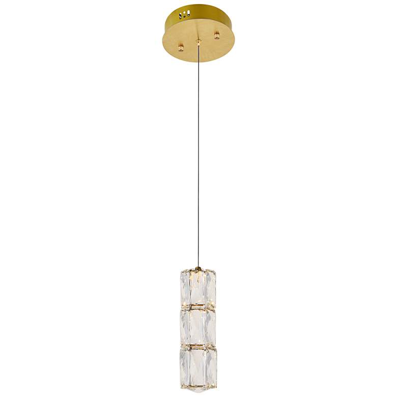 Image 2 Elegant Lighting Polaris 2 1/4" Wide Gold and Crystal LED Mini Pendant