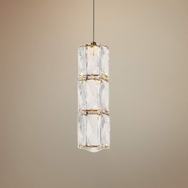 Image 1 Elegant Lighting Polaris 2 1/4" Wide Gold and Crystal LED Mini Pendant