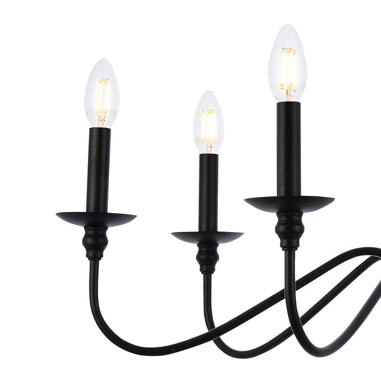 Image 4 Elegant Lighting Rohan 30" Matte Black 6-Light Candelabra Chandelier more views
