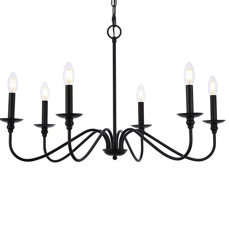 Image 6 Elegant Lighting Rohan 30" Matte Black 6-Light Candelabra Chandelier more views