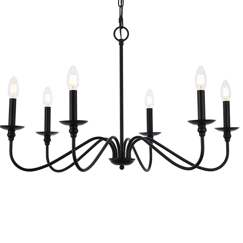 Image 6 Elegant Lighting Rohan 30 inch Matte Black 6-Light Candelabra Chandelier more views