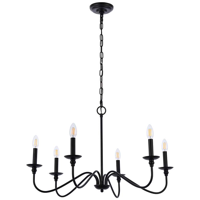 Image 7 Elegant Lighting Rohan 30 inch Matte Black 6-Light Candelabra Chandelier more views