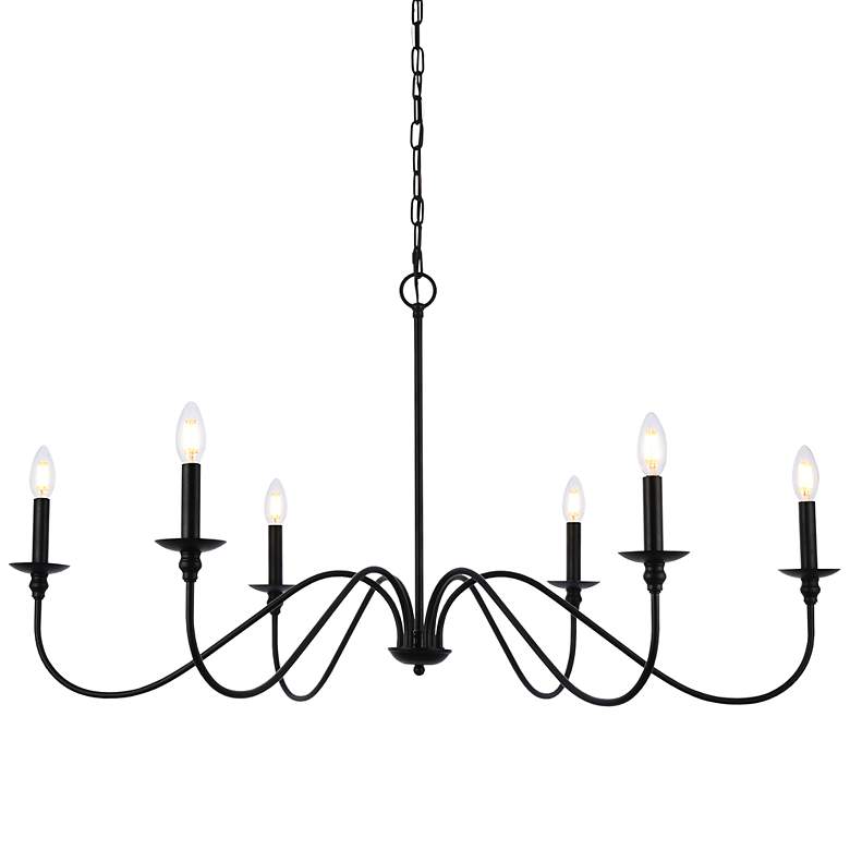 Image 3 Elegant Lighting Rohan 42" Wide Matte Black 6-Light Chandelier