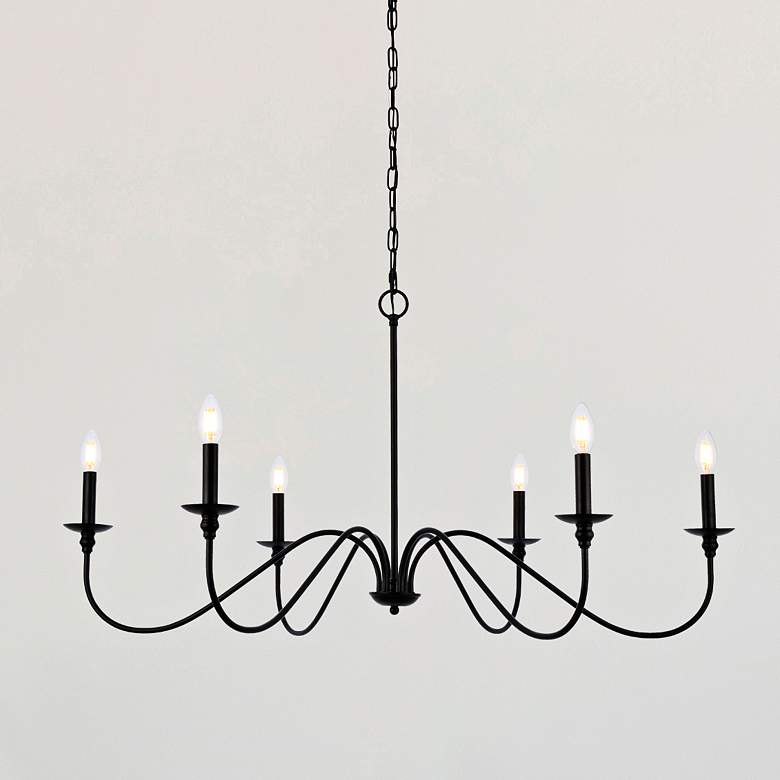 Image 2 Elegant Lighting Rohan 42" Wide Matte Black 6-Light Chandelier