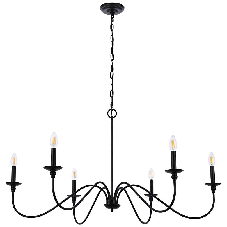 Image 6 Elegant Lighting Rohan 42" Wide Matte Black 6-Light Chandelier more views