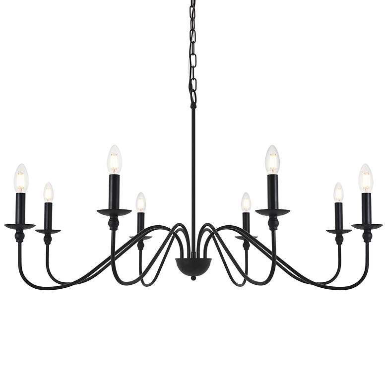 Image 3 Elegant Lighting Rohan 42" Wide Matte Black 8-Light Chandelier