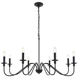 Elegant Lighting Rohan 42" Wide Matte Black 8-Light Chandelier