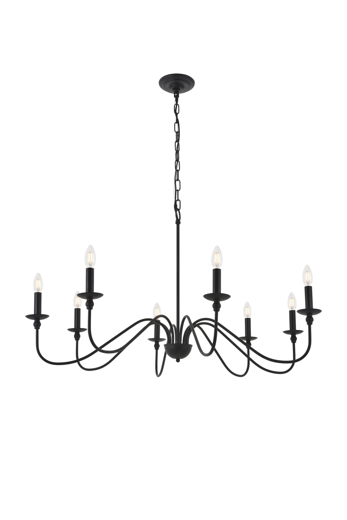Elegant Lighting Rohan 42" Wide Matte Black 8-Light Chandelier in scene