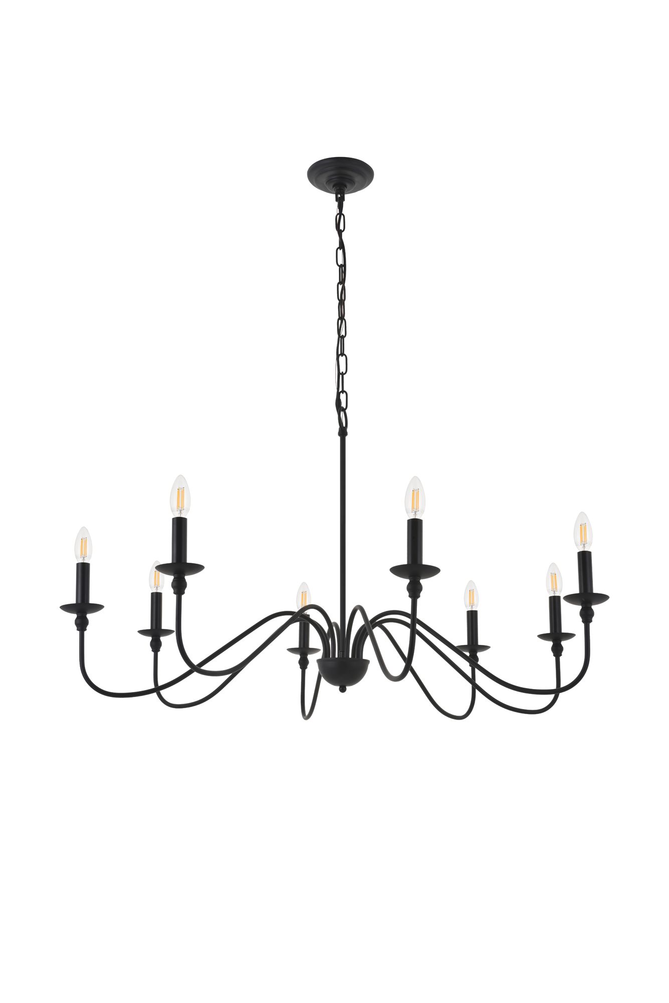 Elegant Lighting Rohan 42" Wide Matte Black 8-Light Chandelier in scene