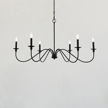 Elegant Lighting Rohan 42" Wide Matte Black 6-Light Chandelier