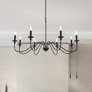 Elegant Lighting Rohan 42" Wide Matte Black 8-Light Chandelier