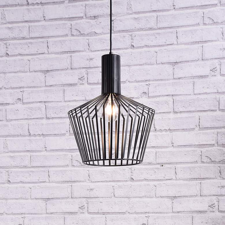 Image 1 Elegant Lighting Ronnie 11 1/2" Mid-Century Modern Black Mini-Pendant