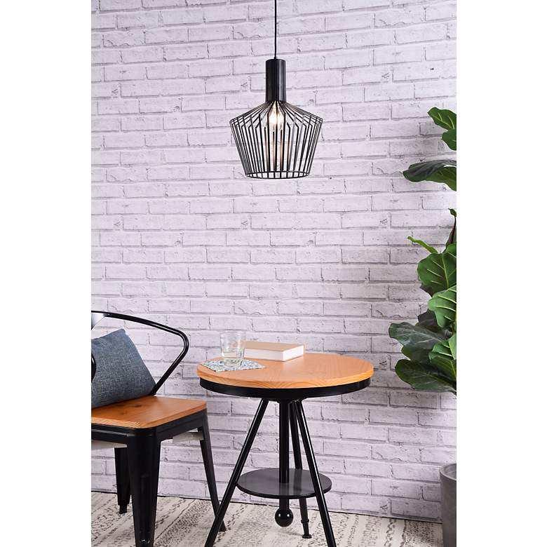 Image 3 Elegant Lighting Ronnie 11 1/2" Mid-Century Modern Black Mini-Pendant more views