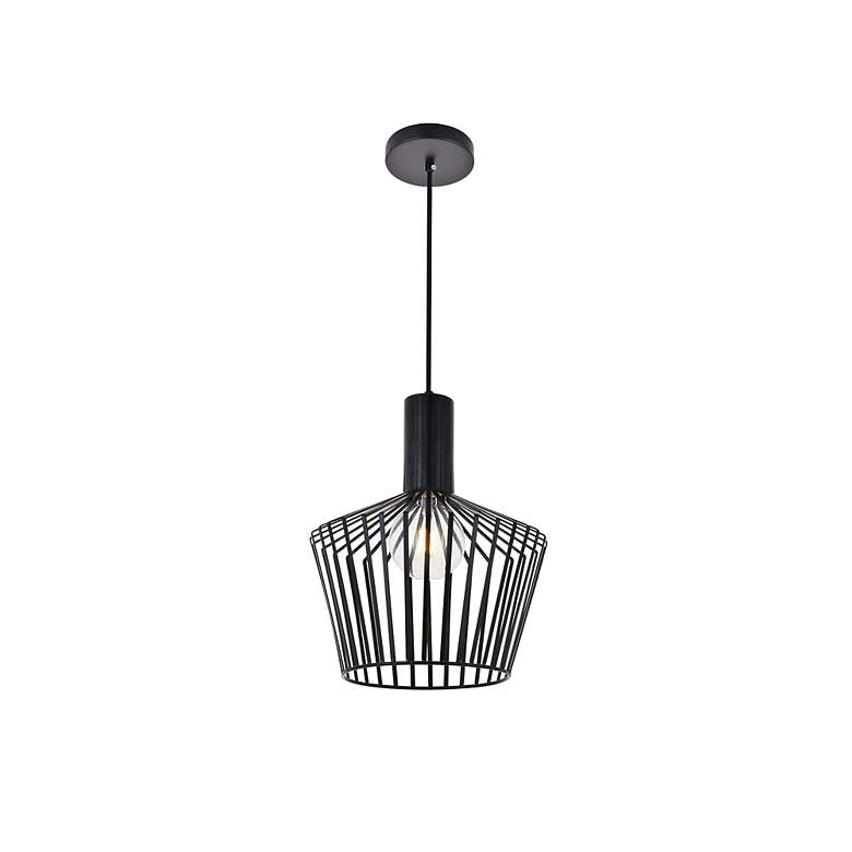 Image 4 Elegant Lighting Ronnie 11 1/2" Mid-Century Modern Black Mini-Pendant more views