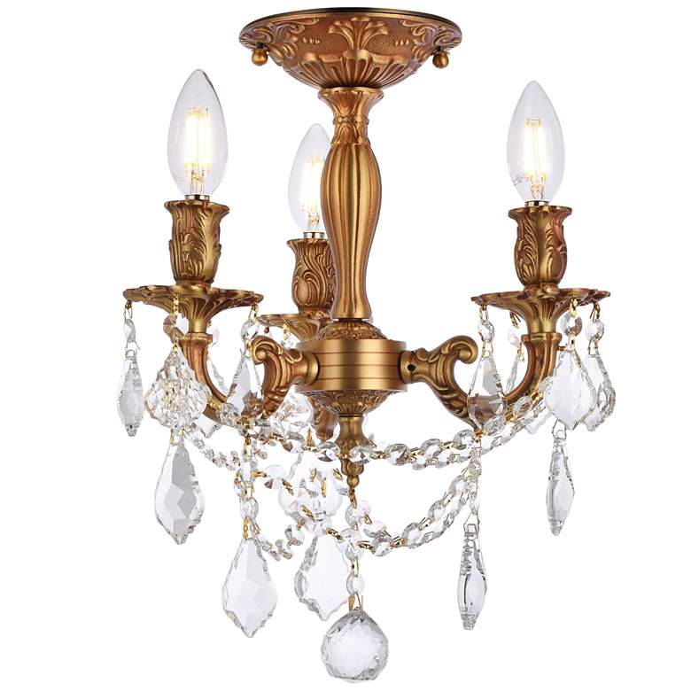 Image 1 Elegant Lighting Rosalia 13 inch French Gold and Crystal Ceiling Light