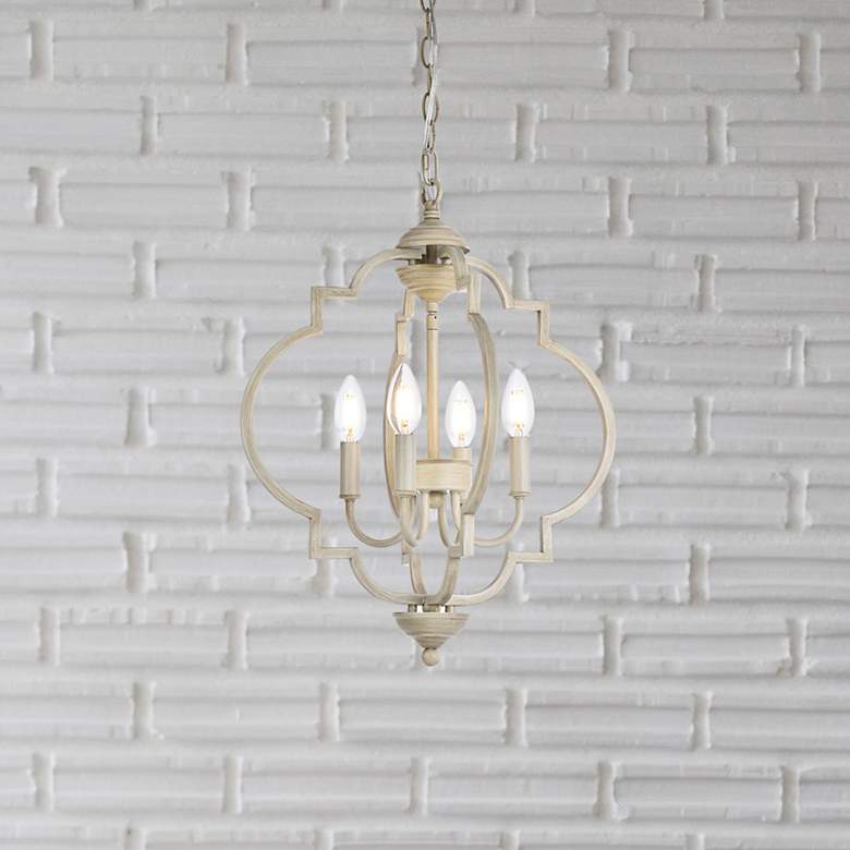 Image 1 Elegant Lighting Sandara 16" Wide Weathered Dove Finish Pendant Light